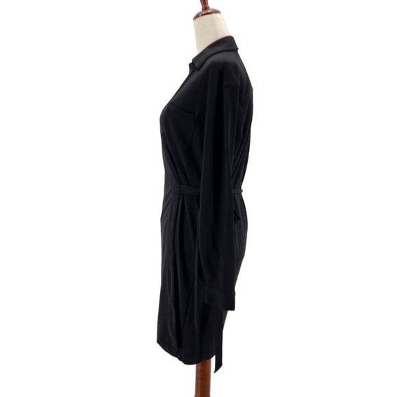 Diane Von Furstenberg Helena Dress Black V-neck Collared Wrap Dress Womens 4 - Picture 3 of 9